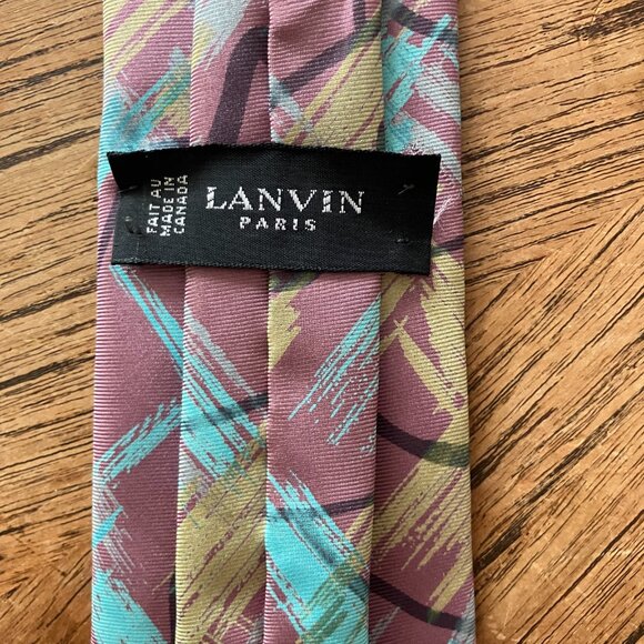 Vintage Lanvin Paris Silk Tie with a Pastel Paint Brush Stoke Pattern - Picture 5 of 10